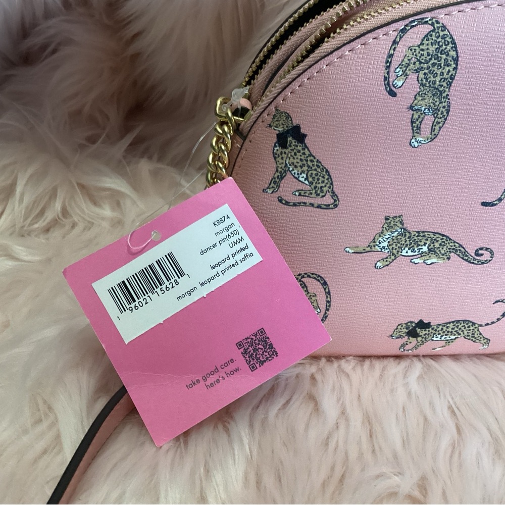 Kate Spade NWT pink leopard crossbody bag with gold hardware. - Picture 8 of 9